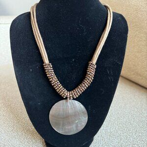 Lia Sophia Multi Cord Leather and Beaded Mother of Pearl Neacklace